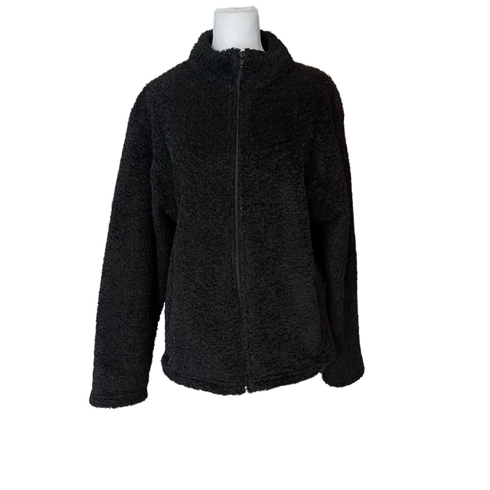 Black Diamond Womens XL Fleece Fuzzy Sherpa Jacket Black Full Zip NO SIZE TAG